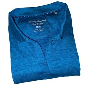 Tommy Bahama IslandZone Women Blue Polo Shirt M Short Sleeve Performance Golf
